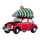Weihnachtsbaumanhänger VW-Käfer mit Weihnachtsbaum rot/grün