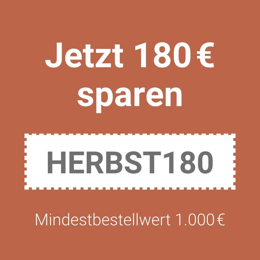 Jetzt 180€ sparen: HERBST180 Jetzt 180€ sparen: HERBST180