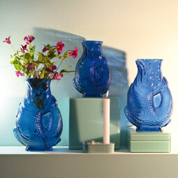 Fischvase Jacquard H 16 cm | blau