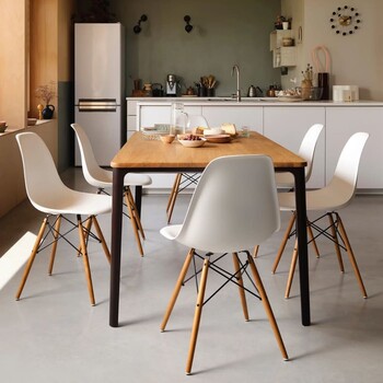 Stuhl Eames Plastic Side Chair DSW Esche, eichefarbig | weiß