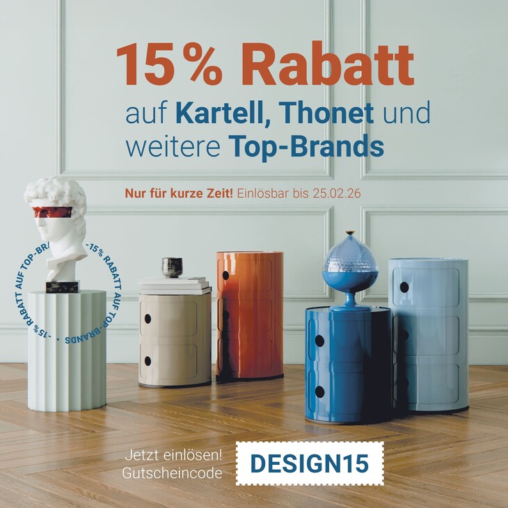 15% Rabatt auf Kartell, Thonet und weitere Top-Brands