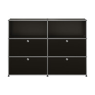 USM Haller Highboard 2-fach breit, 2 Fächer, 4 Klapptüren x | graphitschwarz