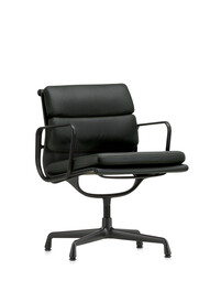 Besucherstuhl Soft-Pad mittelhoher Rücken, Leder Premium, mit Standfüßen | Gestell: Aluminium, tiefschwarz / Leder Premium, schwarz