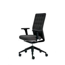 Chaise de bureau pivotante ID Trim Dossier mi-hauteur, avec accoudoirs 2D | noir
