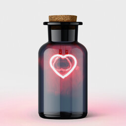 LED-Deko-Glasflasche Liebestrank 