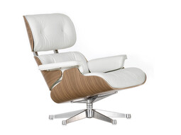 Lounge Chair XL Lounge Chair XL einzeln, Leder Premium F | Leder weiß, Nussbaum, Alu poliert