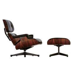 Lounge Chair XL und Ottoman Lounge Chair XL mit Ottoman, Leder Premium F | Leder schwarz, Palisander, Alu schwarz