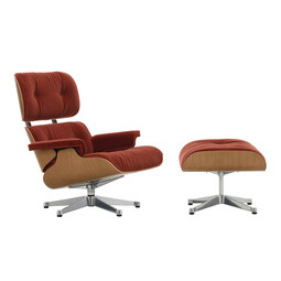 Lounge Chair XL und Ottoman Lounge Chair XL mit Ottoman, Stoff Calma | Stoff brandy, Kirschbaum, Alu poliert