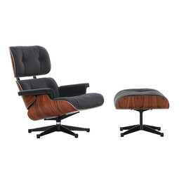 Lounge Chair XL und Ottoman Lounge Chair XL mit Ottoman, Stoff Calma | Stoff dunkel anthrazit, Palisander, Alu schwarz