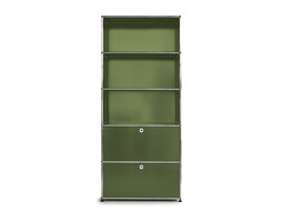 Étagère USM 5 étages, largeur 78 cm, 2 portes abattantes | vert olive