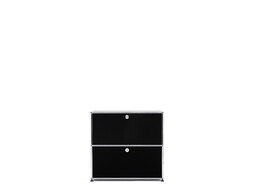 Etagère USM 2 étages, largeur 78 cm, 2 portes abattantes | noir graphite