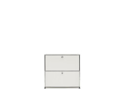 Etagère USM 2 étages, largeur 78 cm, 2 portes abattantes | blanc pur