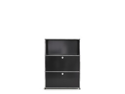 Etagère USM 3 étages, largeur 78 cm, 2 portes abattantes | noir graphite