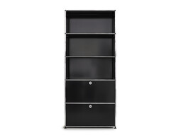 Etagère USM 5 étages, largeur 78 cm, 2 portes abattantes | noir graphite
