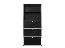 Etagère USM 5 étages, largeur 78 cm, 3 portes abattantes | noir graphite