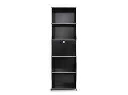 Etagère USM 5 étages, largeur 53 cm, 1 porte abattante | noir graphite