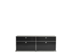 USM Sideboard 2-fach breit, 2 Klapptüren unten, 2 Schübe oben | graphitschwarz