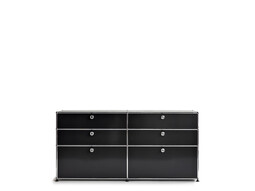 USM Sideboard 2-fach breit, 2 Klapptüren unten, 4 Schübe oben | graphitschwarz