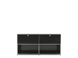 USM Sideboard 2-fach breit, 2 Klapptüren oben | graphitschwarz