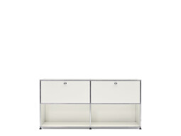 Sideboard USM largeur 2 casiers, 2 portes abattantes en haut | blanc pur