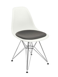 Stuhl Eames Plastic Side Chair DSR mit integriertem Sitzpolster | weiß