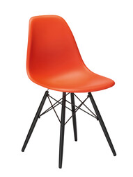 Stuhl Eames Plastic Side Chair DSW RE Ahorn, schwarz | poppy red