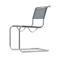 Thonet Freischwinger S33 Netzbespannung | silberfarben, Gestell: verchromt
