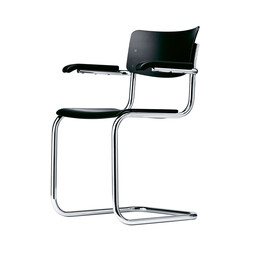 Thonet Armlehnstuhl S43F S43F mit Armlehnen | schwarz Thonet Armlehnstuhl S43F S43F mit Armlehnen | schwarz