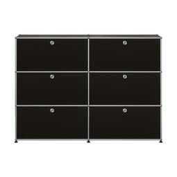 Highboard USM Haller largeur 2 casiers, 6 portes abattantes x | noir graphite Highboard USM Haller largeur 2 casiers, 6 portes abattantes x | noir graphite