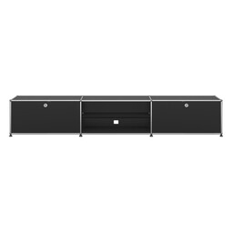 USM Haller Lowboard 3-fach breit, Ausziehtür, offen, Klapptür x | graphitschwarz USM Haller Lowboard 3-fach breit, Ausziehtür, offen, Klapptür x | graphitschwarz