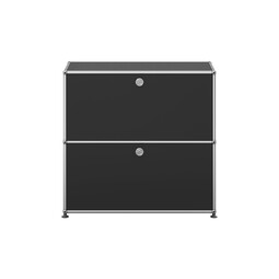 Etagère USM Haller, largeur 78 cm, 2 étages, 2 portes abattantes x | noir graphite Etagère USM Haller, largeur 78 cm, 2 étages, 2 portes abattantes x | noir graphite