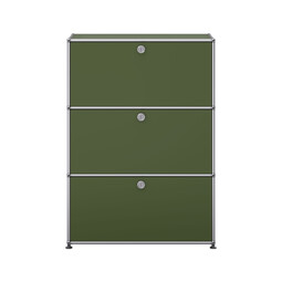 USM Haller Regal 3-fach hoch, Breite 78 cm, 3 Klapptüren x | olivgrün