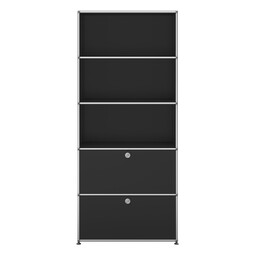 Etagère USM Haller, largeur 78 cm, 5 étages, 2 portes abattantes x | noir graphite Etagère USM Haller, largeur 78 cm, 5 étages, 2 portes abattantes x | noir graphite