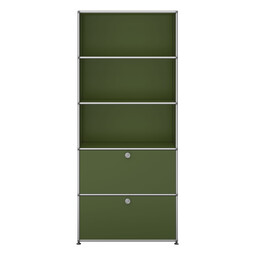 USM Haller Regal 5-fach hoch, Breite 78 cm, 2 Klapptüren x | olivgrün