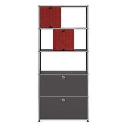 USM Haller Regal M69 x | anthrazitgrau / rot/orange