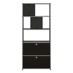 USM Haller Regal M69 x | graphitschwarz / dunkelgrau/grau
