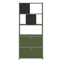 USM Haller Regal M69 x | olivgrün / dunkelgrau/grau