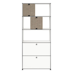 USM Haller Regal M69 x | reinweiß / taupe/dunkelblau