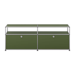 Sideboard USM Haller, largeur 2 casiers, 2 portes abattantes x | vert olive Sideboard USM Haller, largeur 2 casiers, 2 portes abattantes x | vert olive