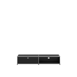 Lowboard USM largeur 2 casiers, 1 porte abattante/1 espace ouvert, sans serrure | noir graphite