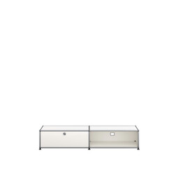 Lowboard USM largeur 2 casiers, 1 porte abattante/1 espace ouvert, sans serrure | blanc