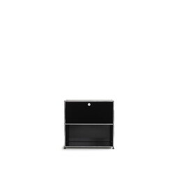 Etagère USM 2 étages, largeur 78 cm, 1 porte abattante en haut | noir graphite