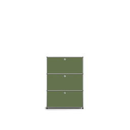 Étagère USM 3 étages, largeur 78 cm, 3 portes abattantes | vert olive