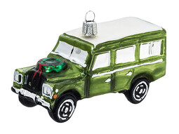 Pendentif pour arbre de Noël Jeep avec couronne de l’Avent 