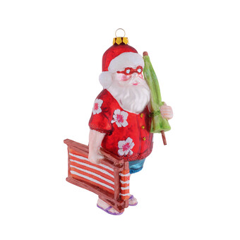 Weihnachtsbaumanhänger Santa mit Liegestuhl Weihnachtsbaumanhänger Santa mit Liegestuhl