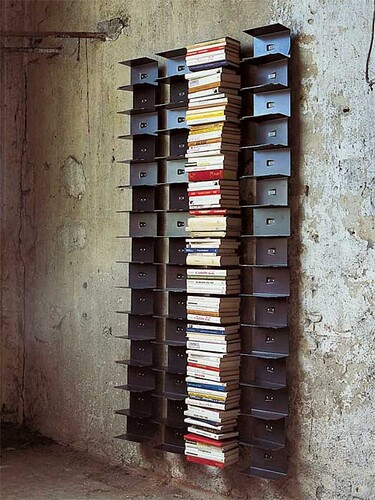 Bibliothèque murale Ptolomeo Wall 11 compartiments, Hauteur 155 cm | tôle d’acier noir