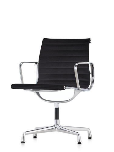 Chaise visiteur Alu-Chair dossier hauteur moyenne, tissu, avec pieds sans roulettes | piétement : aluminium, chromé / tissu, noir
