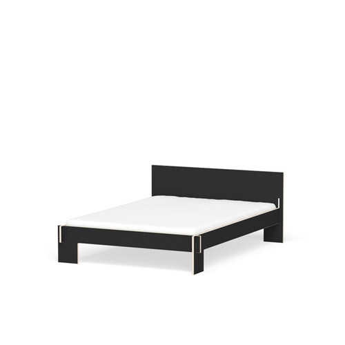 Cadre de lit avec tête de lit Loir surface de couchage : 140 x 200 cm | FU noir