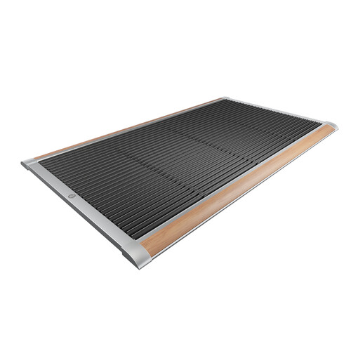 Paillasson d’extérieur New Standard 120 cm x 70 cm | teck/aluminium argent