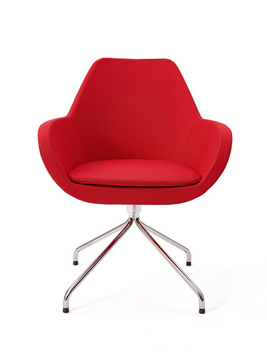 Fauteuil Fan métal, chromé brillant | rouge